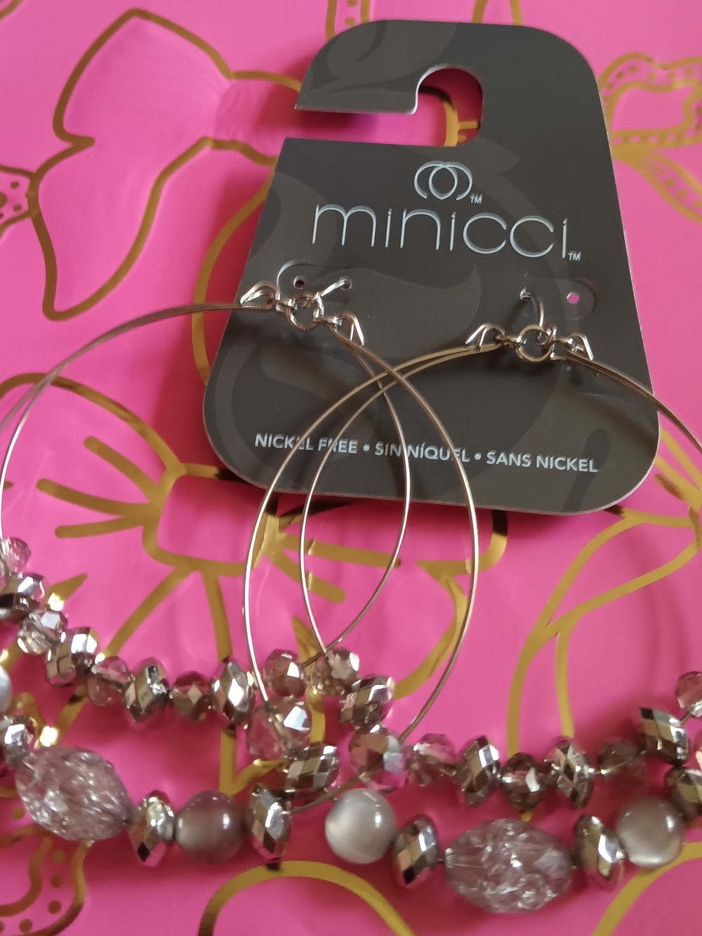 MINICCI SILVER TONE BEADED HOOPS